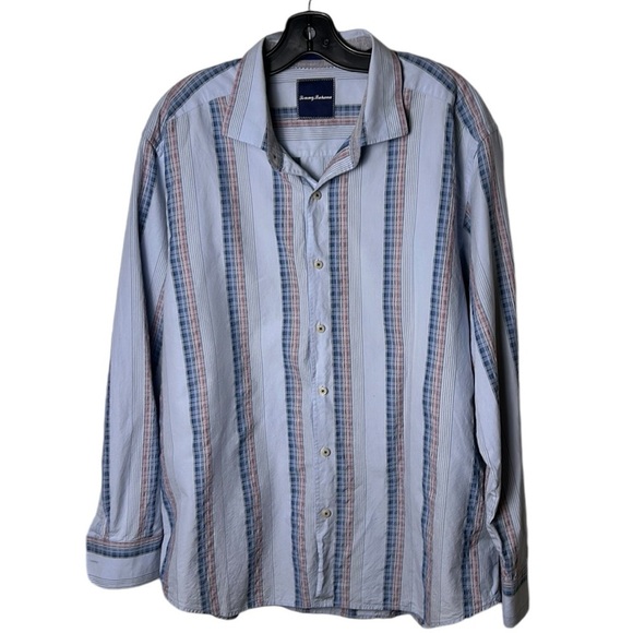 Tommy Bahama men XL shirt,cotton 77,silk (23) long sleeve,checkered,striped - Picture 3 of 16